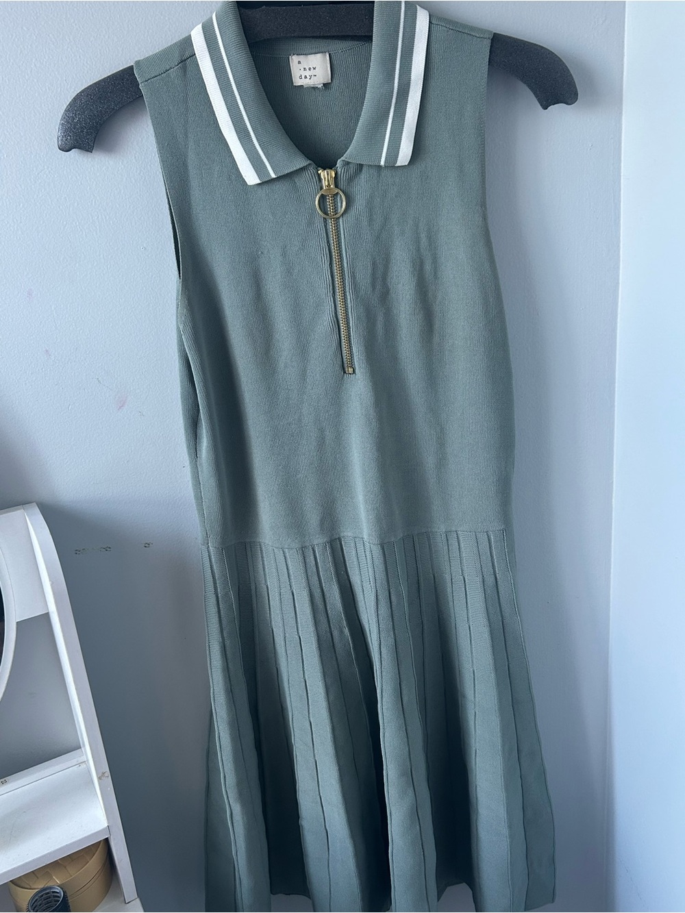 a new day Olive Green Sleeveless Polo Dress with Zip